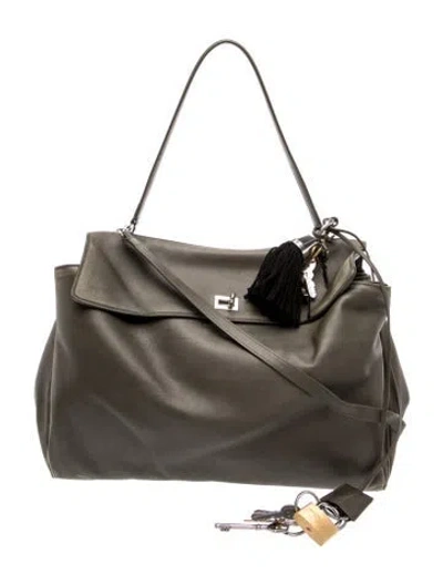 Pre-owned Balenciaga Leather Rodeo Large In Gray