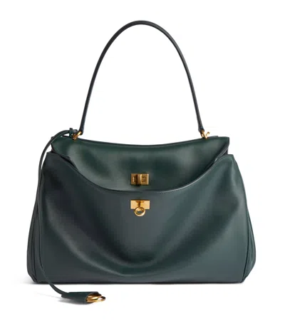 Balenciaga Rodeo Medium Leather Top-handle Bag In 3614 Pine Green