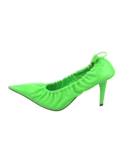 Pre-owned Balenciaga Leather Ruffle Embellishment Pumps In Green