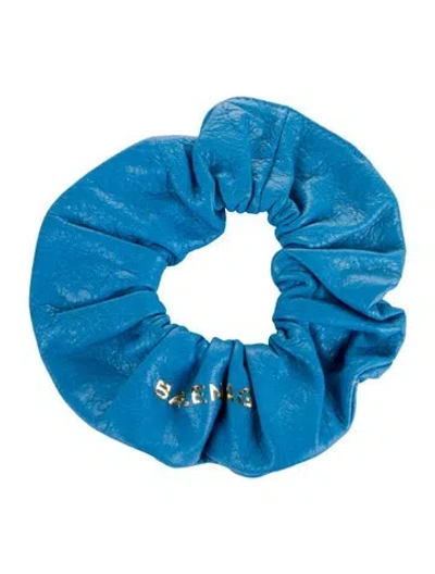 Pre-owned Balenciaga Leather Scrunchie In Blue