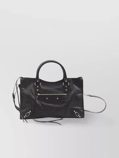 Balenciaga Leather Shopping Bag Zip In Black