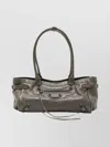 Balenciaga Leather Shoulder Bag With Buckle And Double Handles