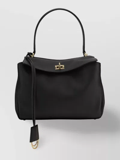 Balenciaga Leather Shoulder Bag With Flat Handle In Black