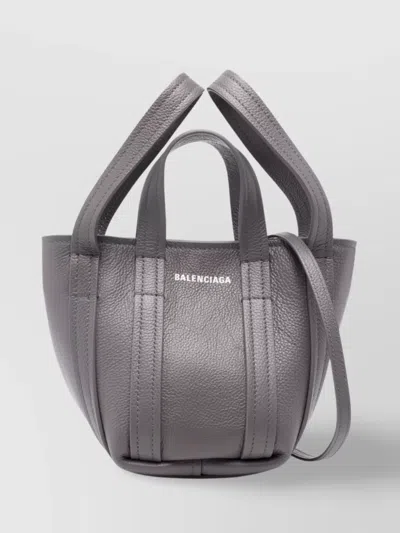 Balenciaga Leather Shoulder Bag With Four Top Handles In Grey