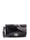 Balenciaga Leather Shoulder Bag With Metal Monogram