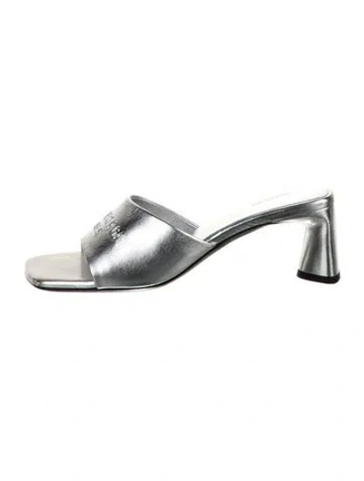 Pre-owned Balenciaga Leather Slides In Silver