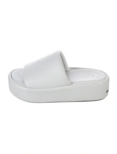 Pre-owned Balenciaga Leather Slides In White