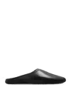 Balenciaga Leather Slides With Vintage Effect In Black