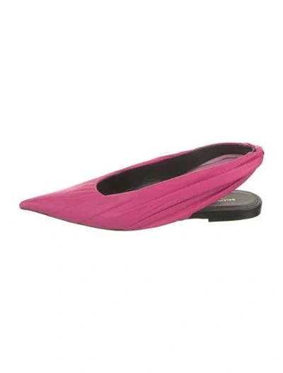 Pre-owned Balenciaga Leather Slingback Flats In Pink