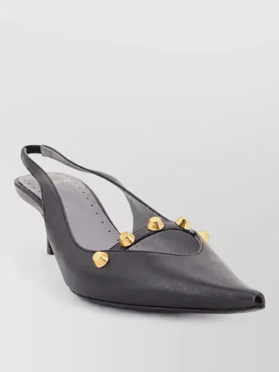 Balenciaga Leather Slingback Mules In Gray