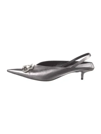 Pre-owned Balenciaga Leather Slingback Pumps In Gray