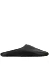 Balenciaga Leather Slides With Vintage Effect In Black