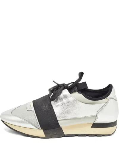 Pre-owned Balenciaga Leather Sneakers In Gray