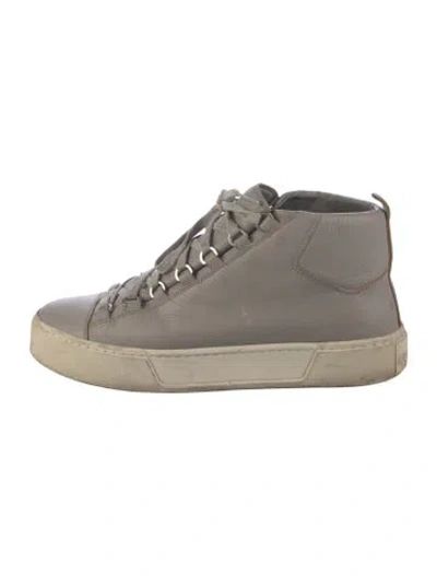 Pre-owned Balenciaga Leather Sneakers In Grey