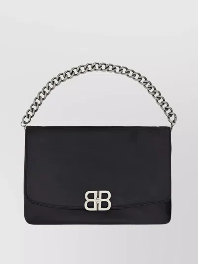 Balenciaga Leather Strap Chain Handle Shoulder Bag In Black
