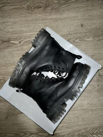 Pre-owned Balenciaga Leather Strike Boots In Black