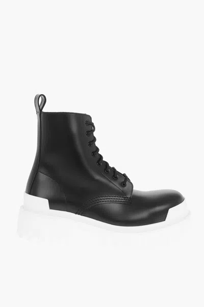 Pre-owned Balenciaga Leather Strike Platform Sole Combat Boots In Black
