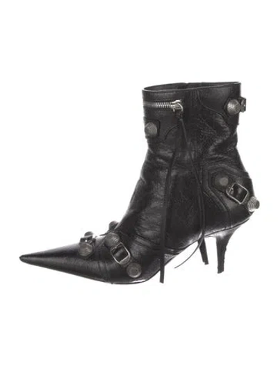 Pre-owned Balenciaga Leather Studded Accents Boots In Black