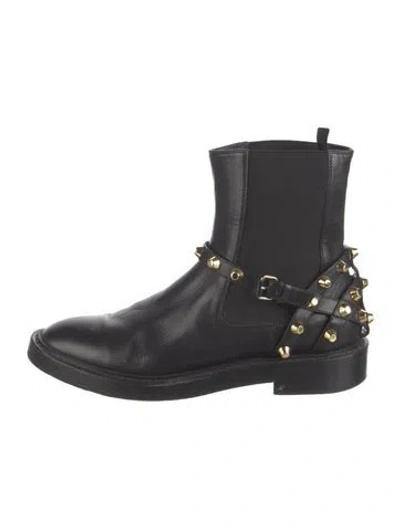 Pre-owned Balenciaga Leather Studded Accents Chelsea Boots In Black