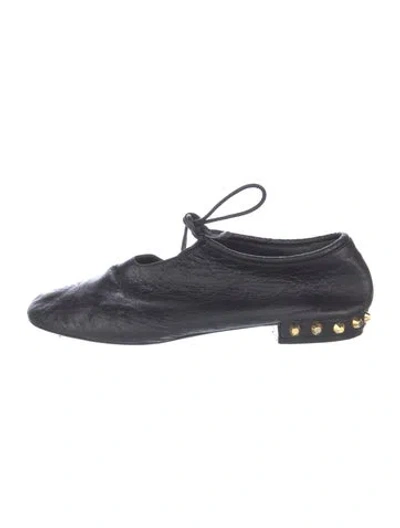 Pre-owned Balenciaga Leather Studded Accents Flats In Blue