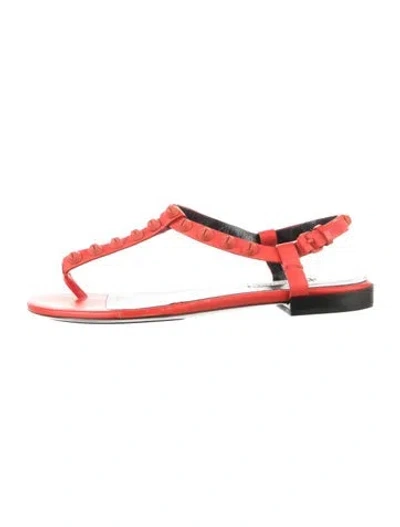 Pre-owned Balenciaga Leather Studded Accents Flats In Red