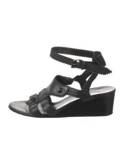 Pre-owned Balenciaga Leather Studded Accents Gladiator Sandals In Black