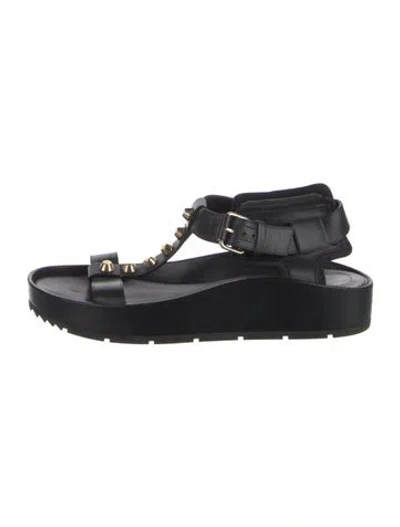 Pre-owned Balenciaga Leather Studded Accents Gladiator Sandals In Black