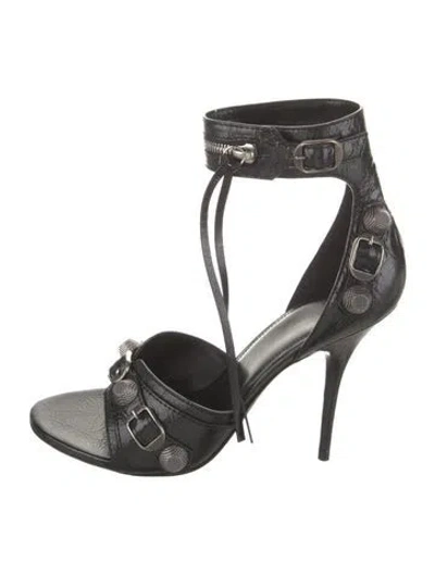 Pre-owned Balenciaga Leather Studded Accents Gladiator Sandals In Black