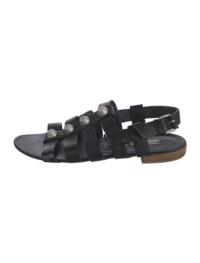 Pre-owned Balenciaga Leather Studded Accents Gladiator Sandals In Black