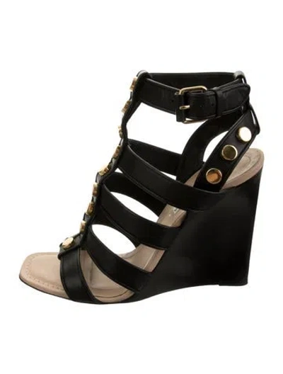 Pre-owned Balenciaga Leather Studded Accents Gladiator Sandals In Black