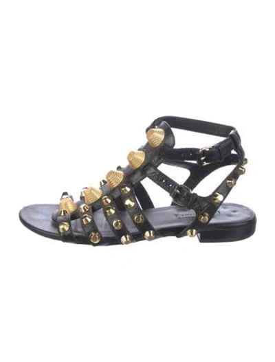 Pre-owned Balenciaga Leather Studded Accents Gladiator Sandals In Blue