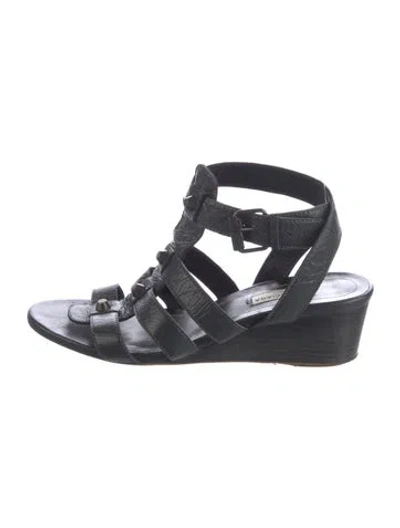 Pre-owned Balenciaga Leather Studded Accents Gladiator Sandals In Blue