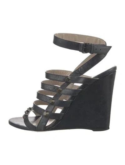 Pre-owned Balenciaga Leather Studded Accents Gladiator Sandals In Gray
