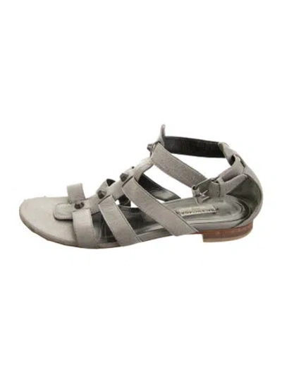 Pre-owned Balenciaga Leather Studded Accents Gladiator Sandals In Grey