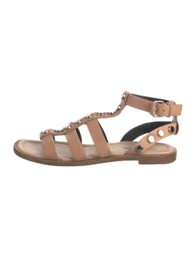 Pre-owned Balenciaga Leather Studded Accents Gladiator Sandals In Neutral