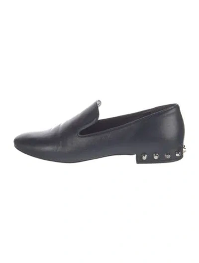 Pre-owned Balenciaga Leather Studded Accents Loafers In Blue