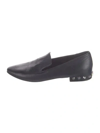 Pre-owned Balenciaga Leather Studded Accents Loafers In Blue
