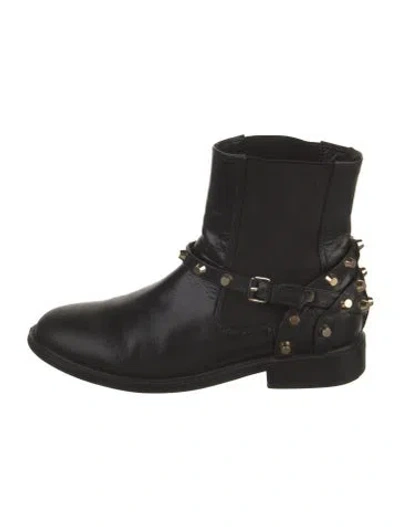 Pre-owned Balenciaga Leather Studded Accents Moto Boots In Black