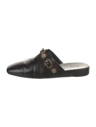 Pre-owned Balenciaga Leather Studded Accents Mules In Black