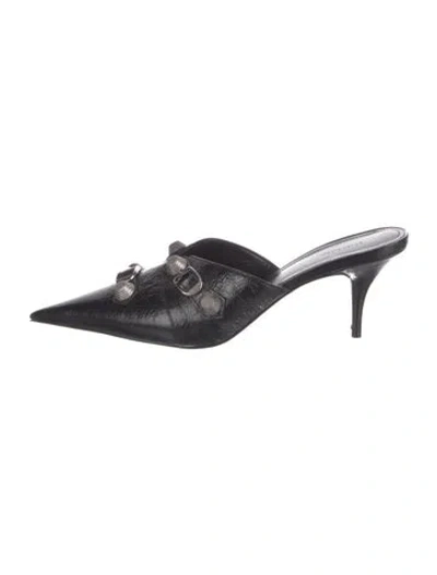 Pre-owned Balenciaga Leather Studded Accents Mules In Black