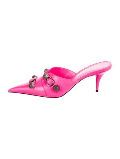 Pre-owned Balenciaga Leather Studded Accents Mules In Pink