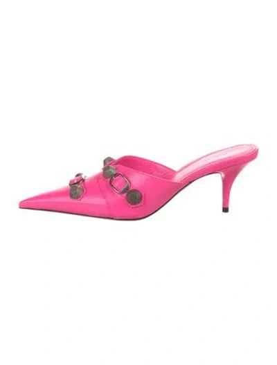 Pre-owned Balenciaga Leather Studded Accents Mules In Pink