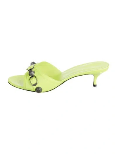Pre-owned Balenciaga Leather Studded Accents Sandals In Green