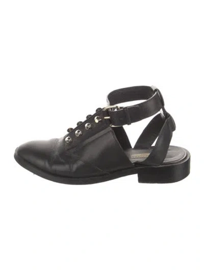 Pre-owned Balenciaga Leather Studded Accents Slingback Flats In Black