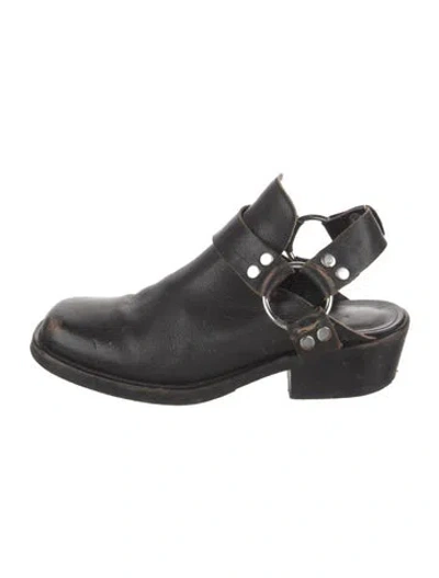 Pre-owned Balenciaga Leather Studded Accents Slippers In Black