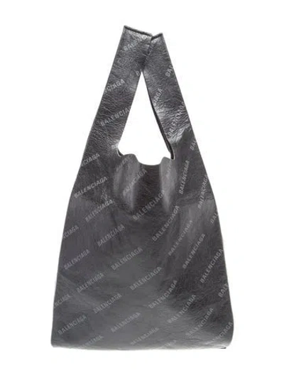 Pre-owned Balenciaga Leather Supermarket Shopper In Black