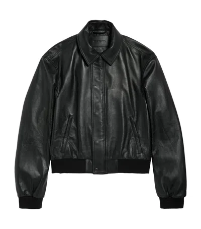 Balenciaga Leather Taxi Jacket In Black