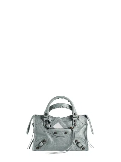 Balenciaga Leather Top Handle Satchel Bag In Grey