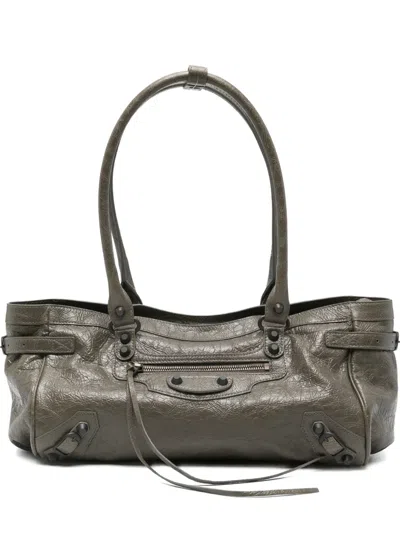 Balenciaga Leather Top-handle Shoulder Bag In Green