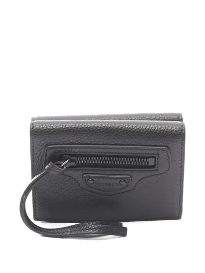 Pre-owned Balenciaga Leather Trifold Wallet In Black